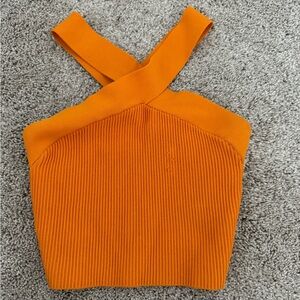 aritzia babaton ribbed orange top